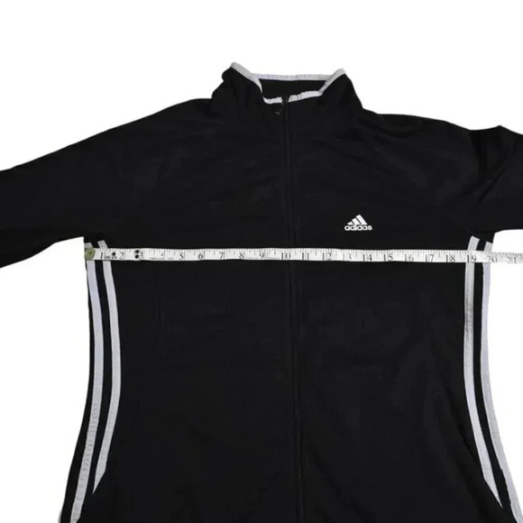 Adidas Black Full Zip Track Jacket 3 Stripes Lightweight Women's Size Large - Picture 4 of 8